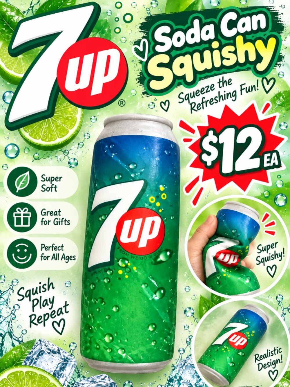 7 Up Soda Can Squishy